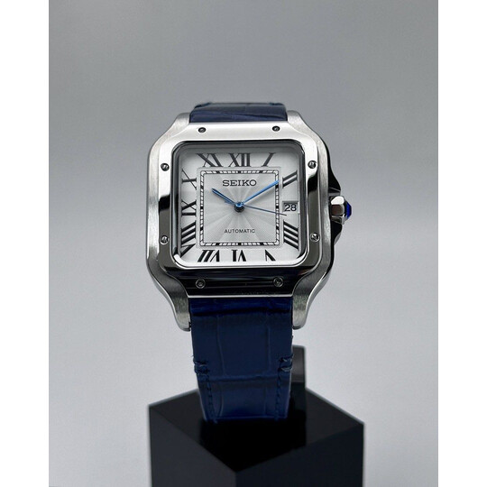 Custom Seiko Mod • White Guilloche Santos • 38mm